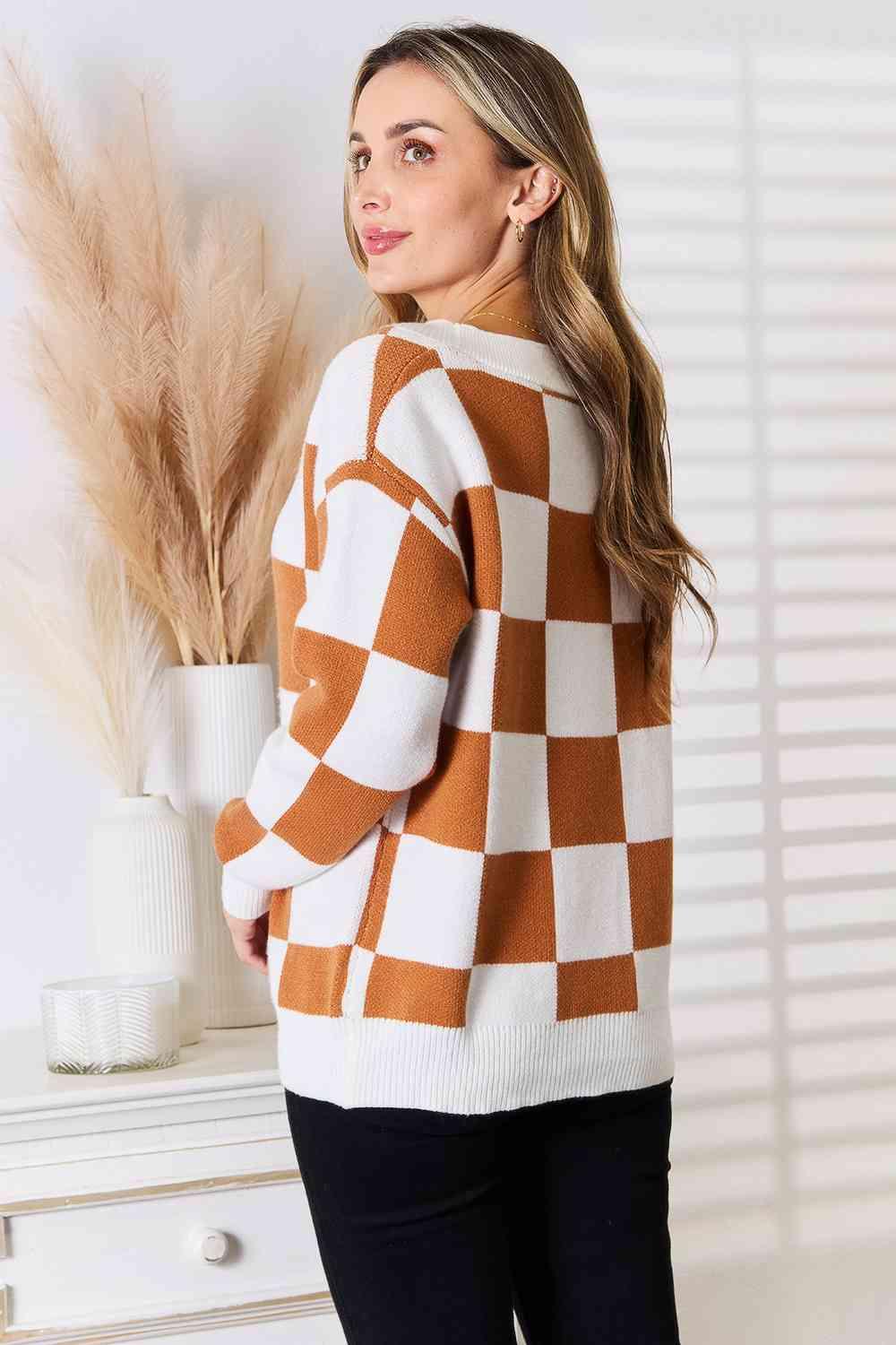Double Take Button-Up V-Neck Dropped Shoulder Cardigan - Image 5