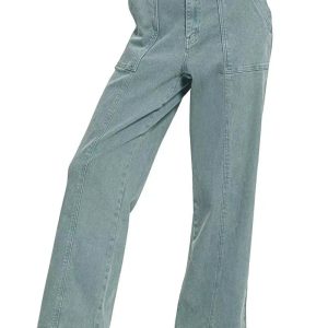 Zenana Straight Leg Utility Pocket Jeans - Image 1
