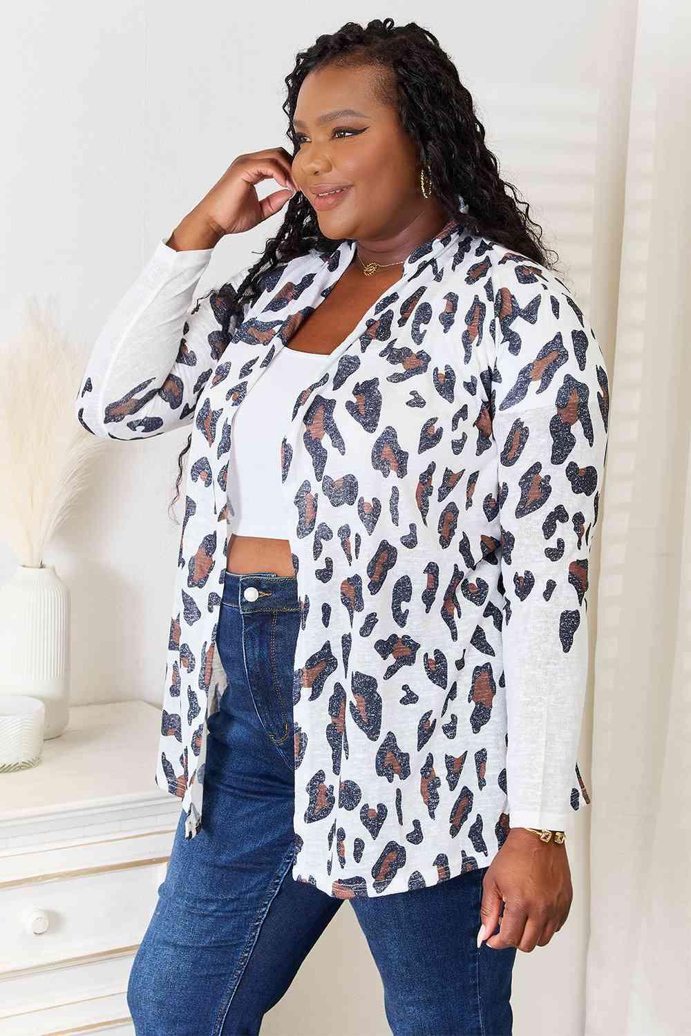 Double Take Leopard Long Sleeve Cardigan - Image 3