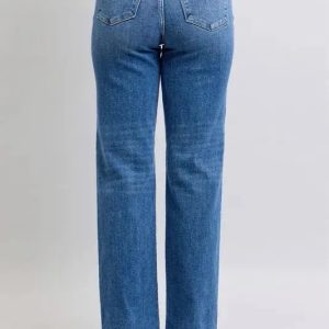 Judy Blue Full Size High Waist V-Front Vintage Wash Straight Jeans Plus Size - Image 5