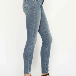 Judy Blue Full Size Tummy Control Vintage Wash Hem Destroy Skinny Jeans - Image 5