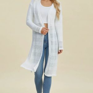Double Take Full Size Open Front Longline Cardigan - Image 25