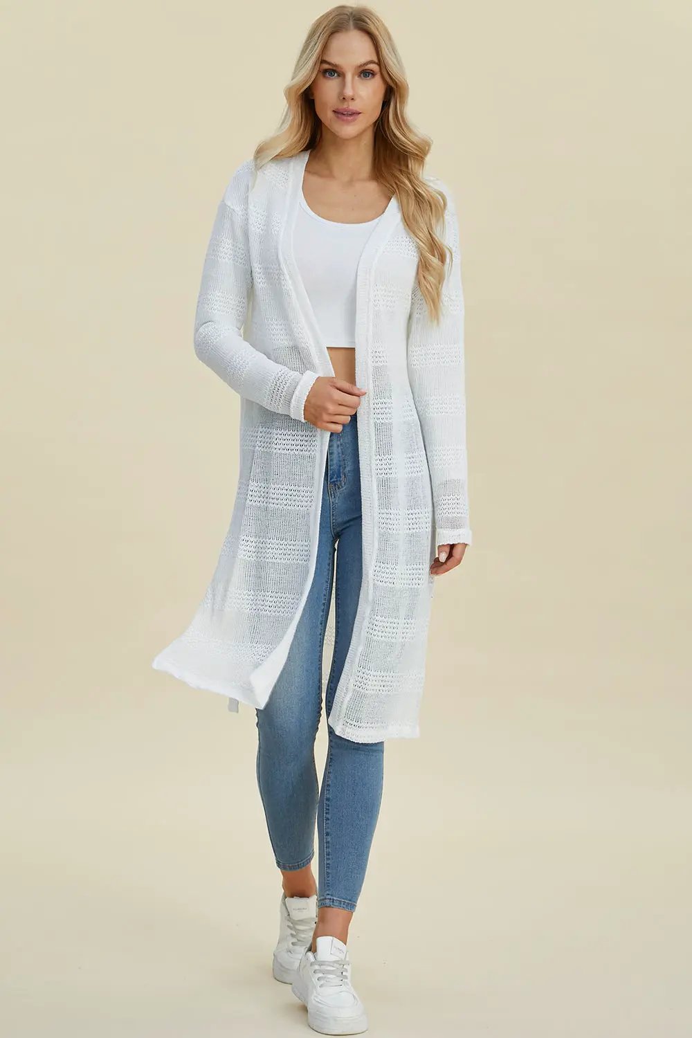 Double Take Full Size Open Front Longline Cardigan - Image 25