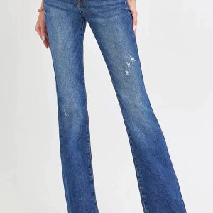 RISEN Full Size Distressed Mid Rise Flare Jeans Plus Size - Image 3
