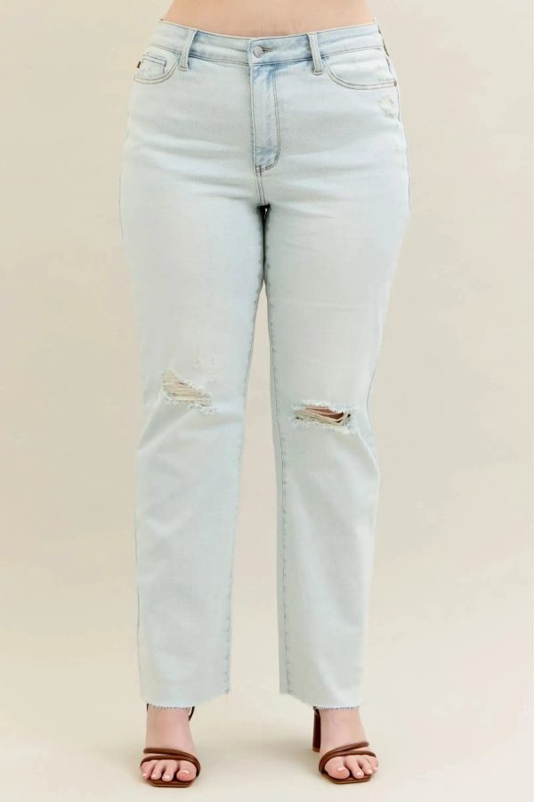 Judy Blue Full Size Destroy & Fray Hem Bootcut Jeans Plus Size