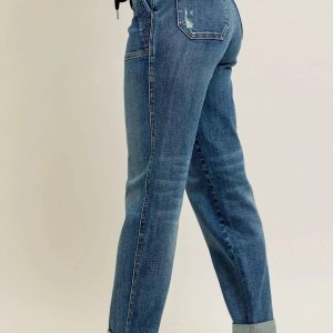 Judy Blue Full Size HW Vintage Wash Jeans w/ Drawstring Plus Size - Image 3