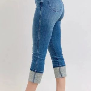 Judy Blue Full Size Skinny Cuff Capris Jeans with Pockets Plus Size - Image 3
