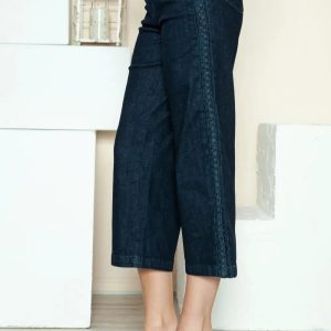 Judy Blue Full Size Side Seam Braid Detail Crop Wide Leg Jeans - Image 4