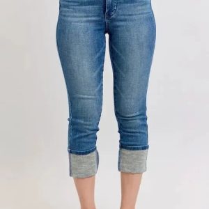Judy Blue Full Size Skinny Cuff Capris Jeans with Pockets Plus Size - Image 1