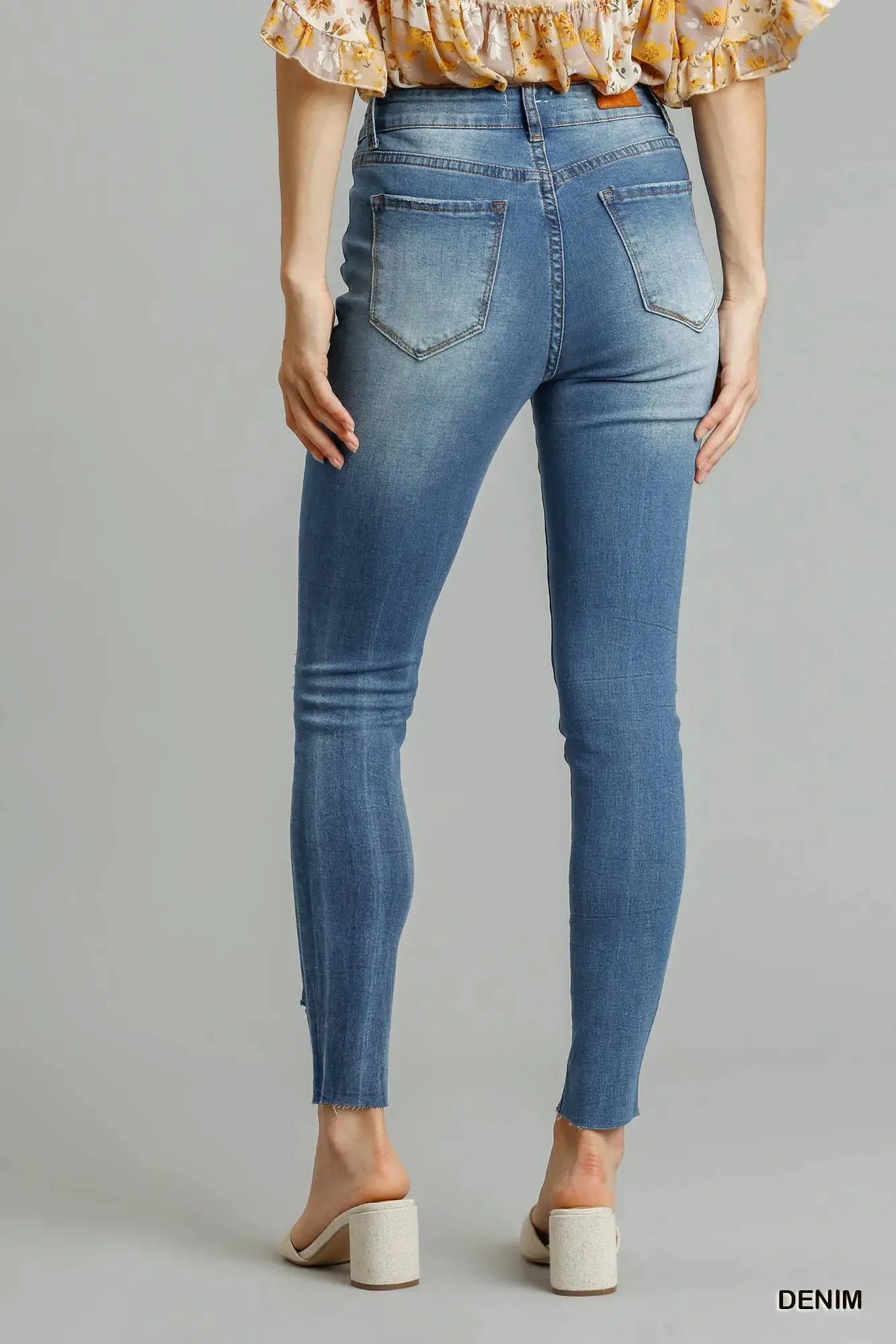Umgee Distressed Skinny Jeans with Edge Detail - Image 2