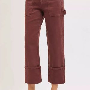 RISEN Full Size High Rise Wide Straight Cuffed Patch Jeans Plus Size - Image 2