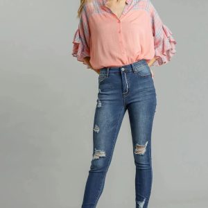 Umgee Distressed Skinny Jeans with Pockets - Image 3