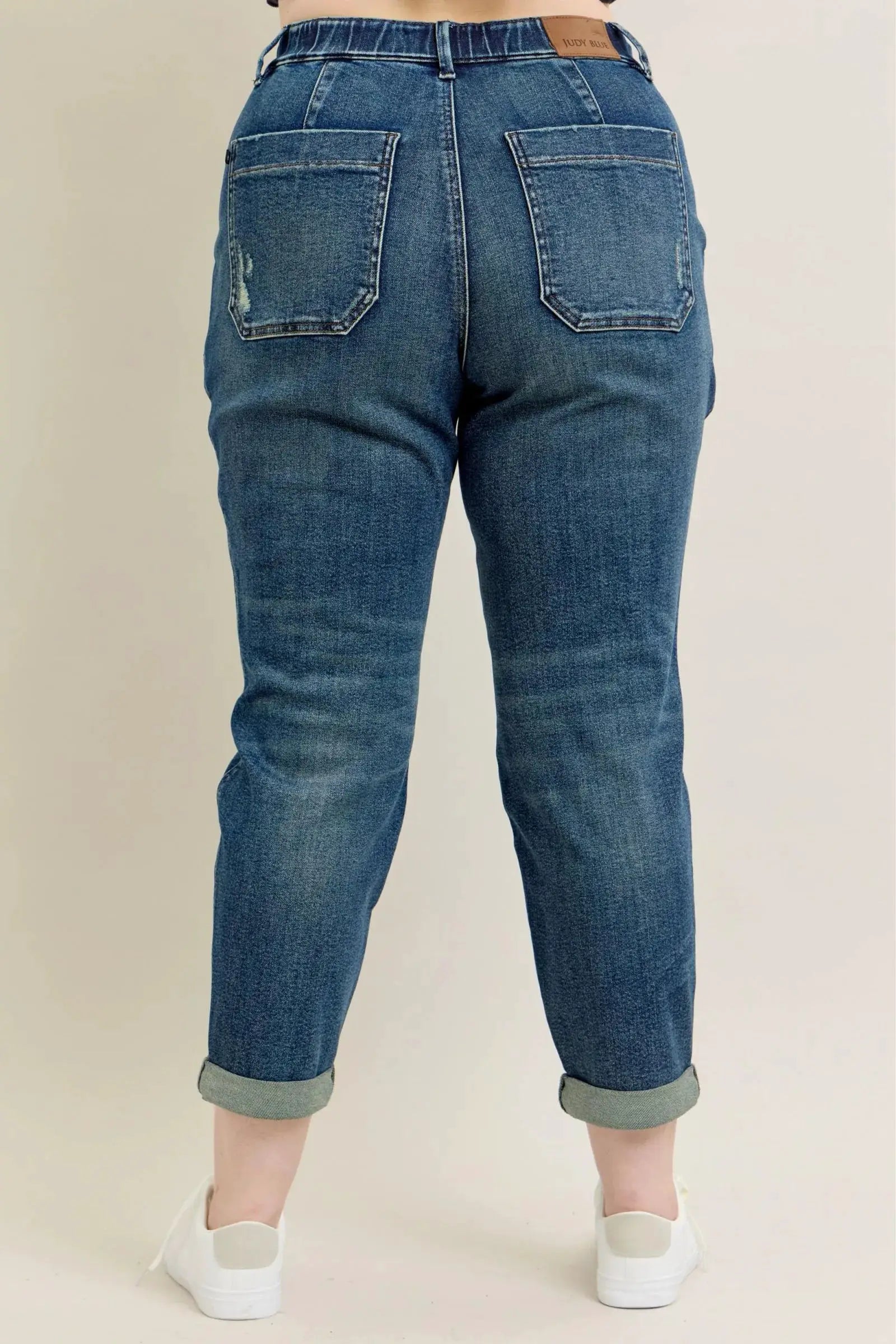 Judy Blue Full Size HW Vintage Wash Jeans w/ Drawstring Plus Size - Image 7