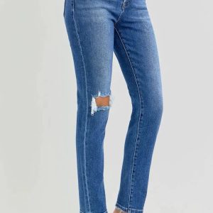 RISEN Full Size High Rise Ankle Skinny Knee Distressed Jeans - Image 3