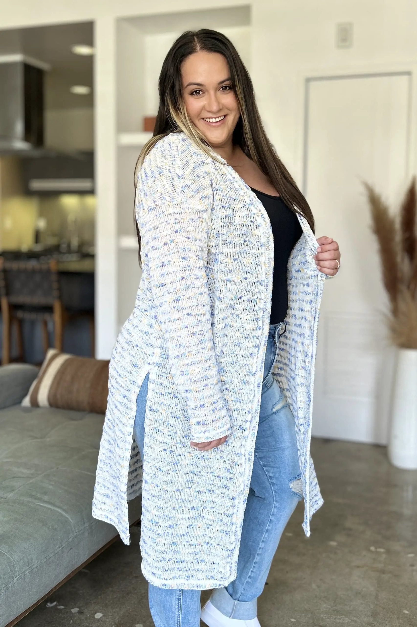 Double Take Full Size Open Front Longline Cardigan - Image 3