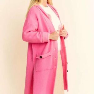 Davi & Dani Side Slit Button Up Hooded Cardigan - Image 3