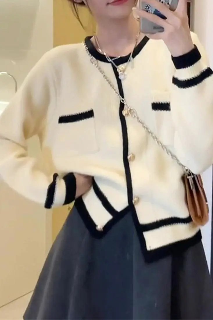 Off White Black Designer Inspired Botton Sweater Cardigan Jacket - Image 1