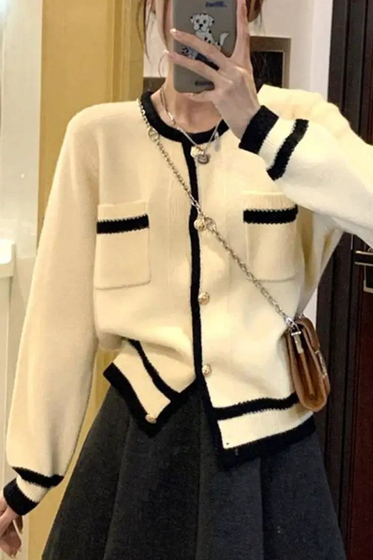 Off White Black Designer Inspired Botton Sweater Cardigan Jacket - Image 2
