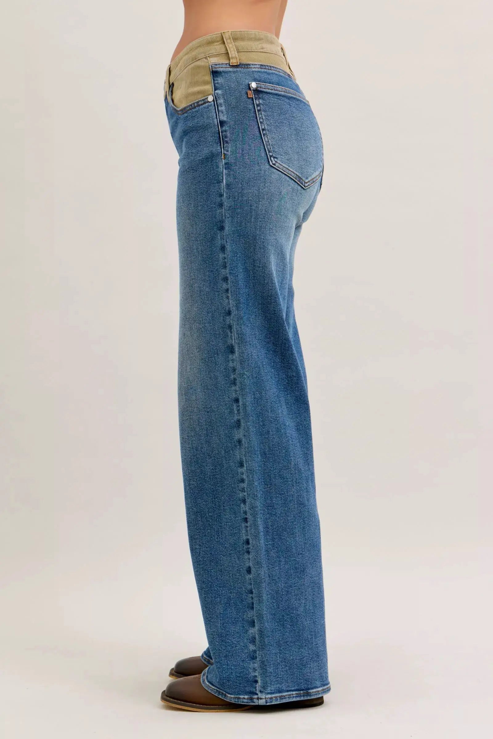 Judy Blue MR Column Straight Jeans with Corduroy Waist - Image 3