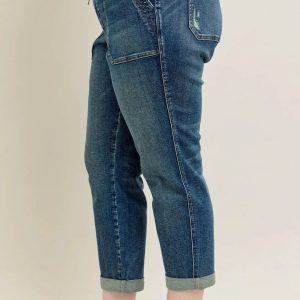 Judy Blue Full Size HW Vintage Wash Jeans w/ Drawstring Plus Size - Image 6