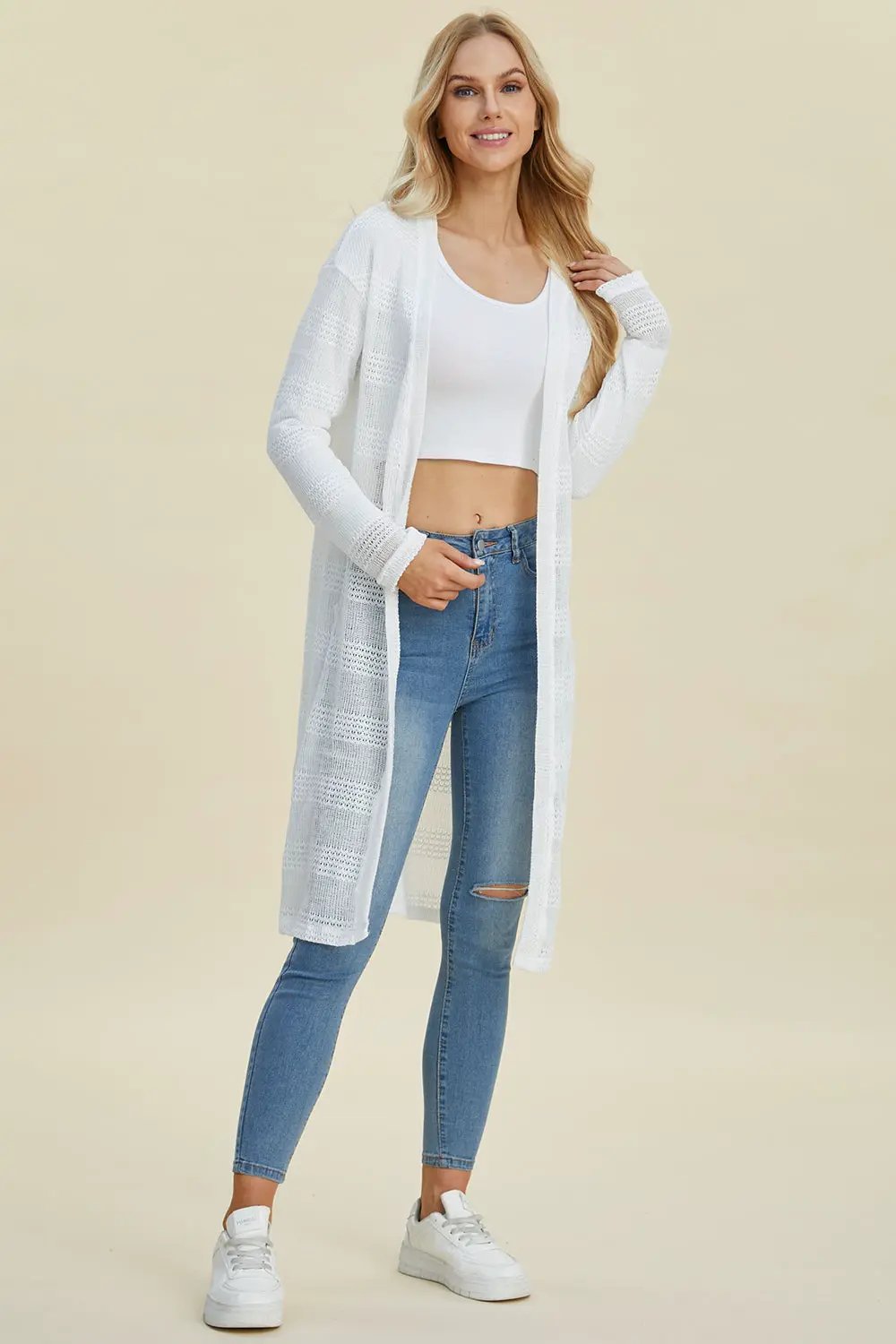 Double Take Full Size Open Front Longline Cardigan - Image 26