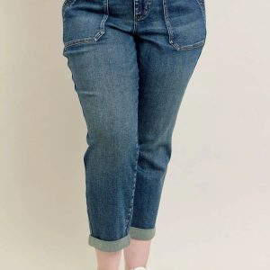 Judy Blue Full Size HW Vintage Wash Jeans w/ Drawstring Plus Size - Image 5