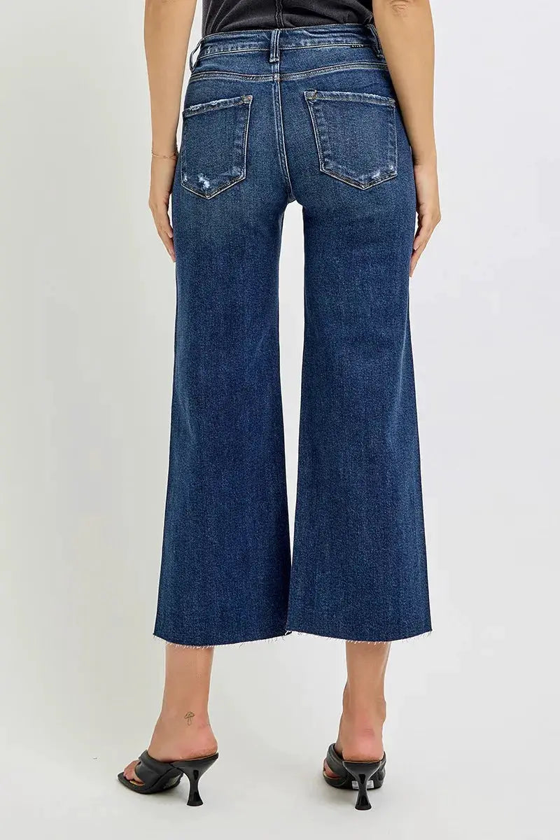 RISEN Full Size High Rise Crop Wide Button Up Jeans Plus Size - Image 5