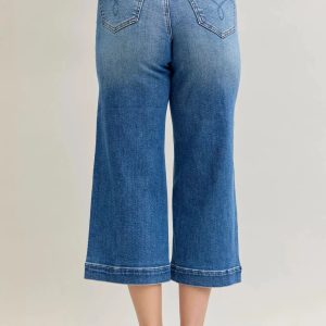 Judy Blue Mid Rise Crop Wide Leg Jeans - Image 4