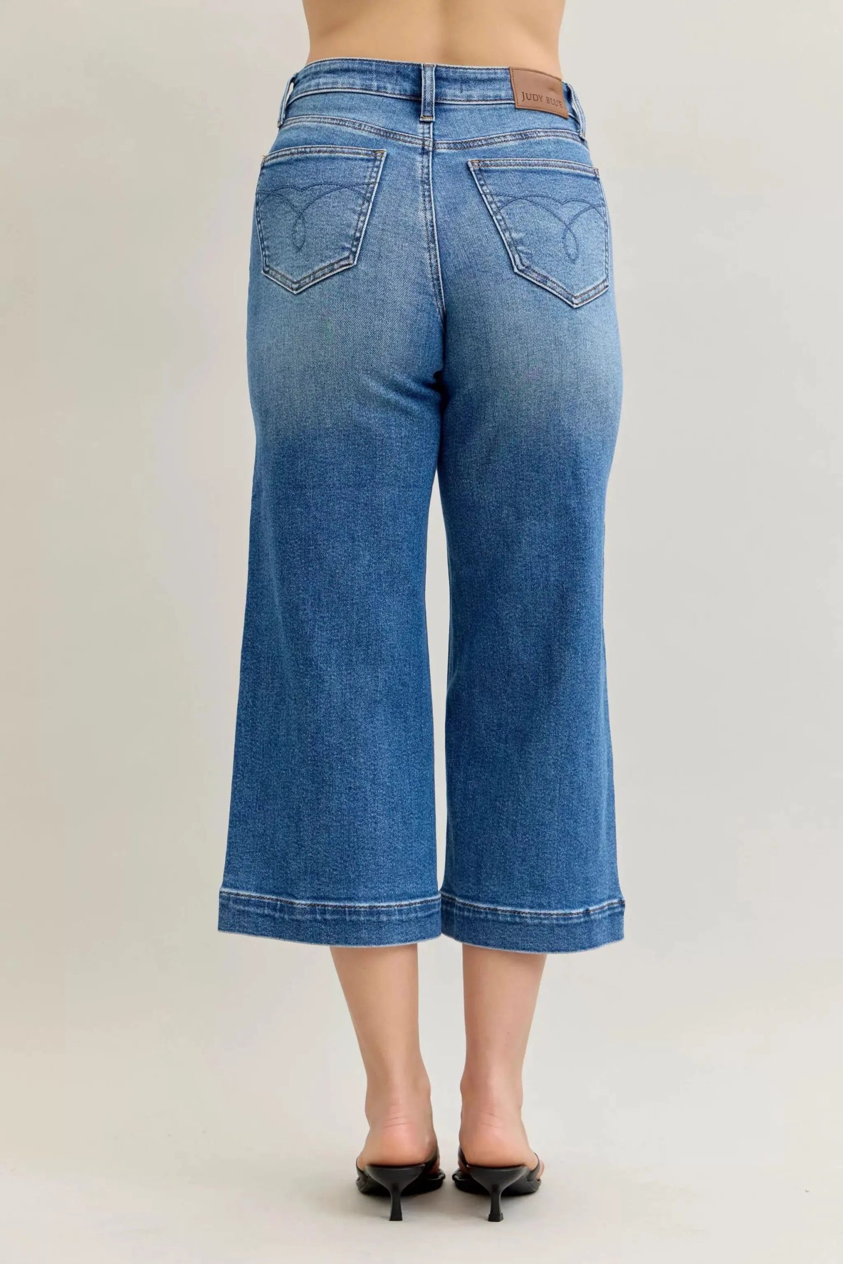 Judy Blue Mid Rise Crop Wide Leg Jeans - Image 4