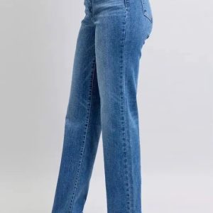 Judy Blue Full Size High Waist V-Front Vintage Wash Straight Jeans Plus Size - Image 8