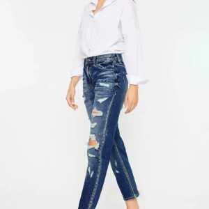 Kancan High Rise Distressed Mom Fit Jeans - Image 3