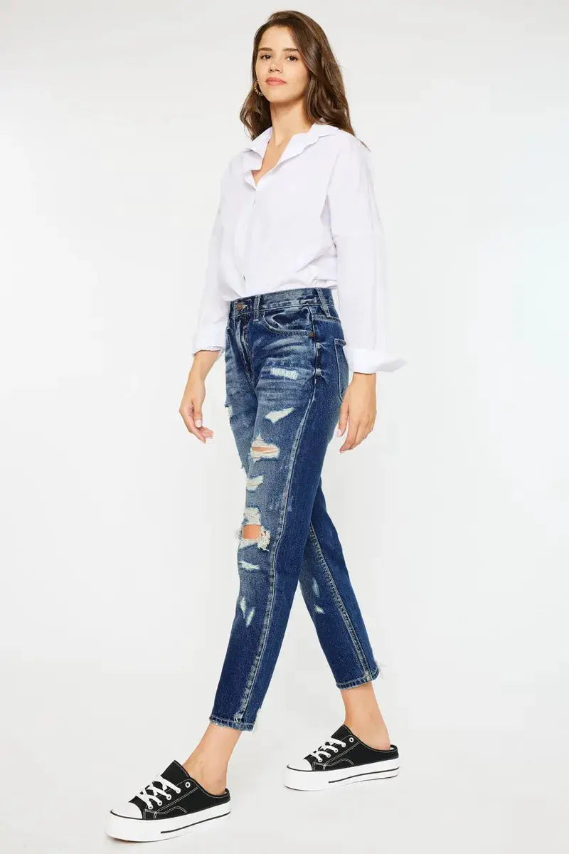 Kancan High Rise Distressed Mom Fit Jeans - Image 3