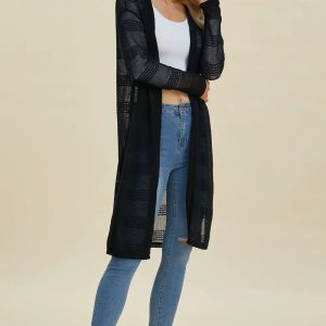 Double Take Full Size Open Front Longline Cardigan - Image 33