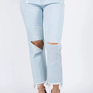 American Bazi High Waist Distressed Raw Hem Jeans - Image 1