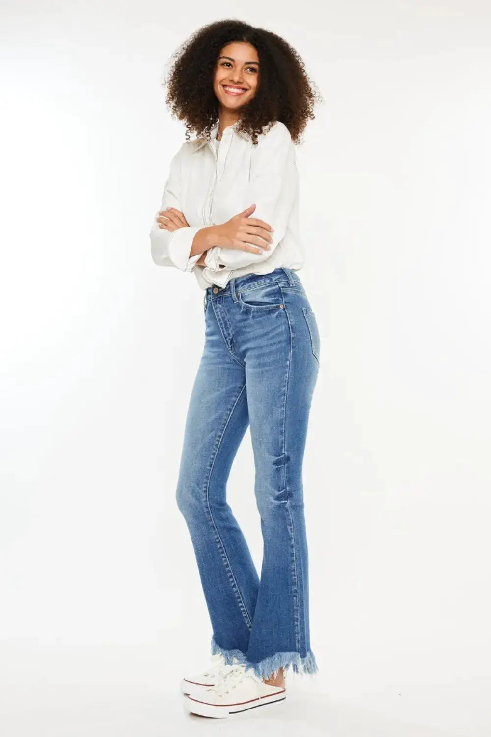 Kancan High Rise Frayed Hem Jeans - Image 3