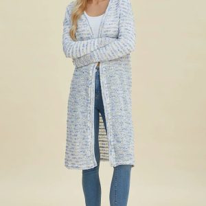 Double Take Full Size Open Front Longline Cardigan - Image 1