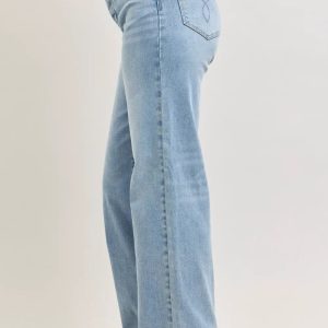 Judy Blue Mid Rise Retro Wide Leg Jeans with Fold-over Waistband - Image 3