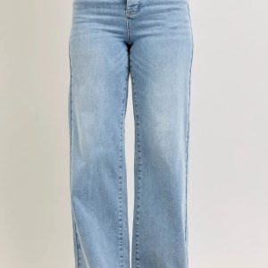 Judy Blue Mid Rise Retro Wide Leg Jeans with Fold-over Waistband - Image 1