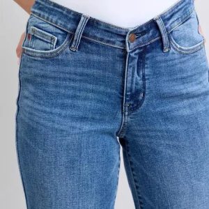 Judy Blue Full Size High Waist V-Front Vintage Wash Straight Jeans Plus Size - Image 9