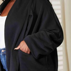 HEYSON Full Size Open Front Cardigan with Scarf Design - Image 18
