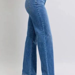 Judy Blue Full Size High Waist V-Front Vintage Wash Straight Jeans Plus Size - Image 4