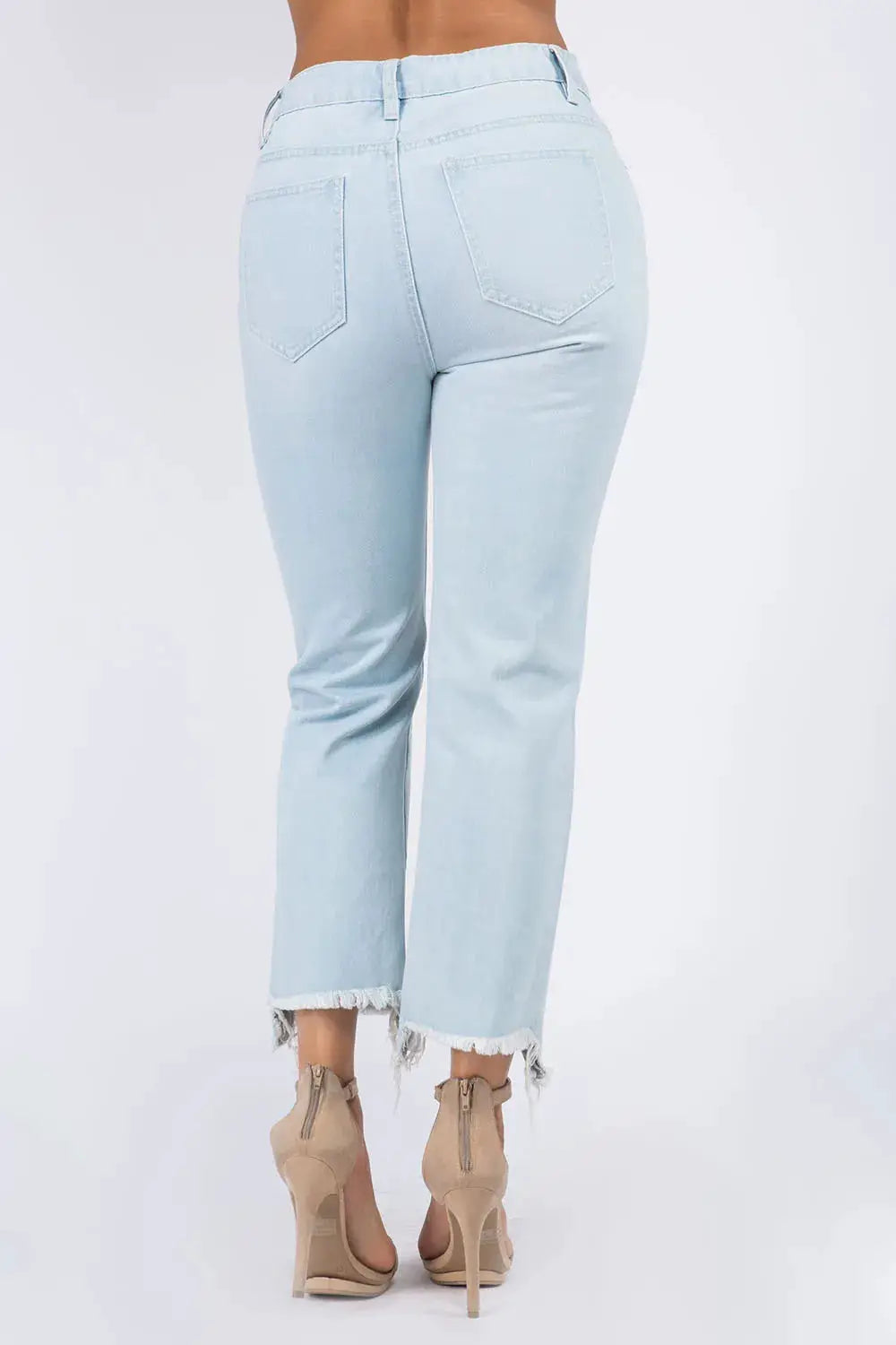American Bazi High Waist Distressed Raw Hem Jeans - Image 2
