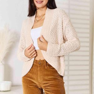 Double Take Open Front Long Sleeve Cardigan - Image 5