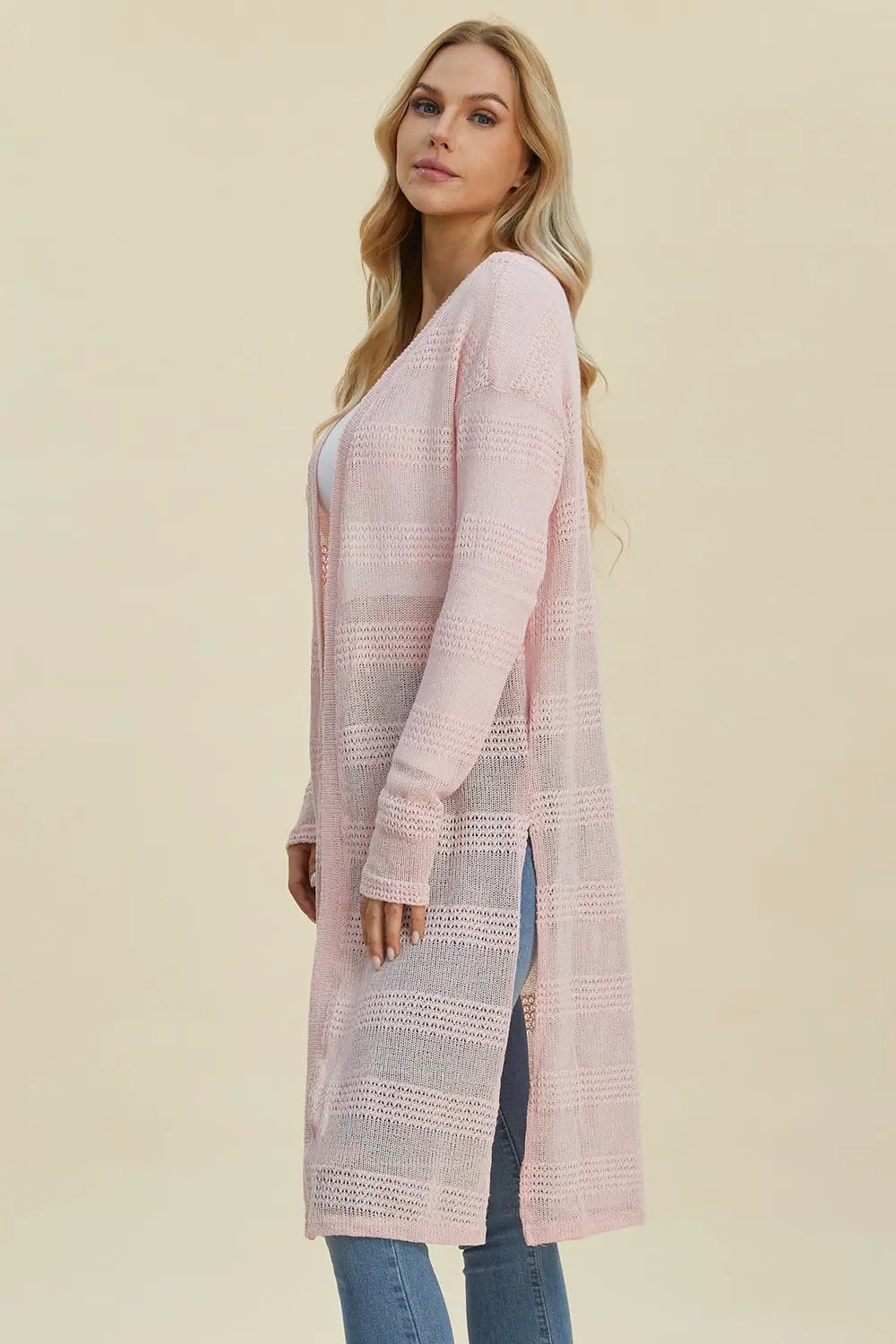 Double Take Full Size Open Front Longline Cardigan - Image 13