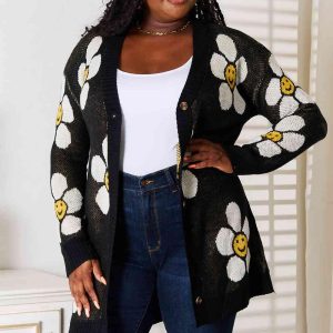 Double Take Floral Button Down Longline Cardigan - Image 7