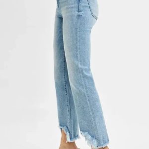 RISEN Full Size High Rise Crop Bootcut Fray Hem Jeans Plus Size - Image 4