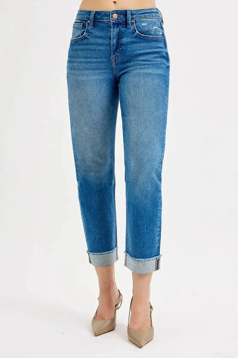 RISEN Full Size High Rise Boyfriend Fit Ankle Jeans Plus SIze - Image 3