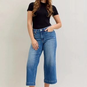Judy Blue Mid Rise Crop Wide Leg Jeans - Image 9