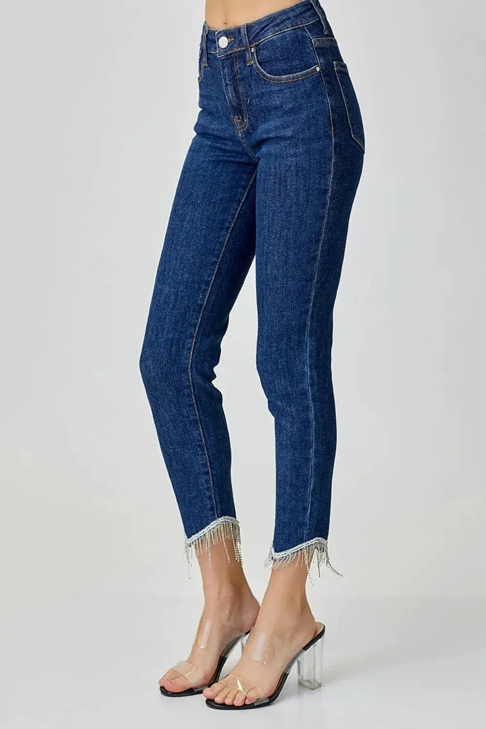RISEN Full Size Embellished Mid Rise Crop Skinny Jeans - Image 3