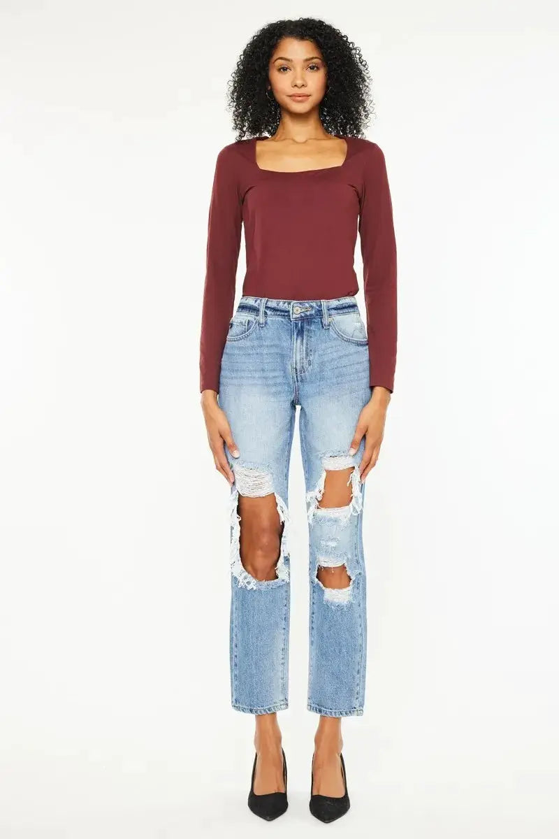 Kancan High Rise Distressed Boyfriend Jeans - Image 3